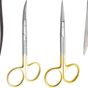 ARTMAN INSTRUMENTS 2 pack Iris Micro Dissecting Scissors Straight & Curved 4.5” | Super-Cut Fine Point Skin Tag Medical Surgical Gum Stitch Eye Dental Scissors Perfect for Doctors, Nurses, Students  Industrial & Scientific