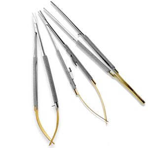 SURGICAL ONLINE Premium Grade Castroviejo Micro Forceps, Scissors Set - Versatile Microsurgical Instrument, Corrosion Resistant Stainless Steel, Tungsten Carbide  Industrial & Scientific
