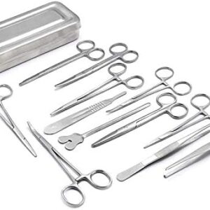 DDP Set of 13 Pieces Basic Surgi Forceps Scissors Needle Holder Kit Stainless Steel Box Instruments DS-1290  Industrial & Scientific
