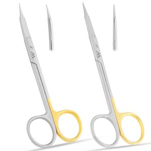 Goldman Fox Scissors Suture Straight and Curved Scissors 13 cm Surgical Scissors Set of Two (Super Cut Serrated Blade) for Cutting Gingival Tissues | Premium Quality Japanese Stainless Steel  Industrial & Scientific