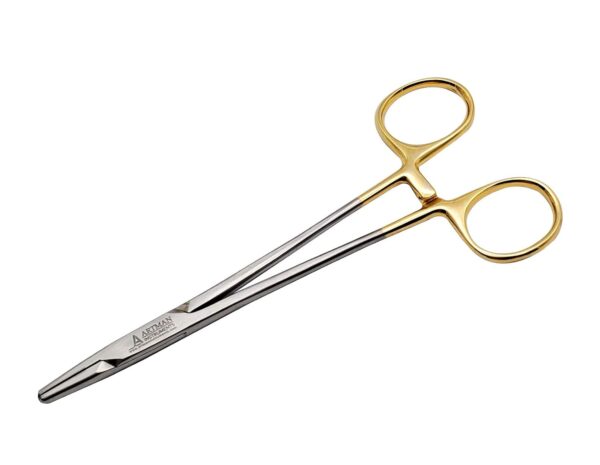 ARTMAN INSTRUMENTS Mayo Hegar Needle Holder 6" Tungsten Carbide Inserts, Gold Plated Needle Driver with Strong Lock, Serrated Jaws for Precise Suturing, Autoclavable  Industrial & Scientific - Image 3
