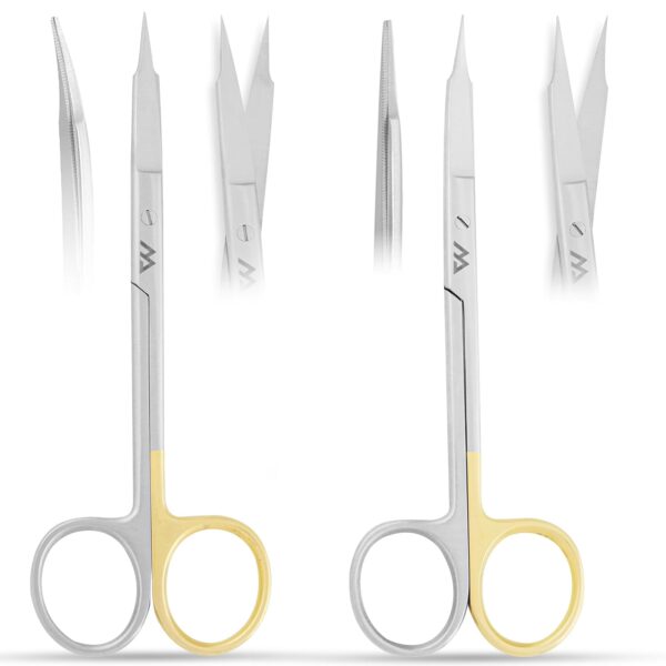 Goldman Fox Scissors Suture Straight and Curved Scissors 13 cm Surgical Scissors Set of Two (Super Cut Serrated Blade) for Cutting Gingival Tissues | Premium Quality Japanese Stainless Steel  Industrial & Scientific - Image 13